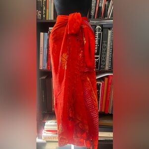 Orange Women's Wrap Scarf - Lightweight Beach Pareo